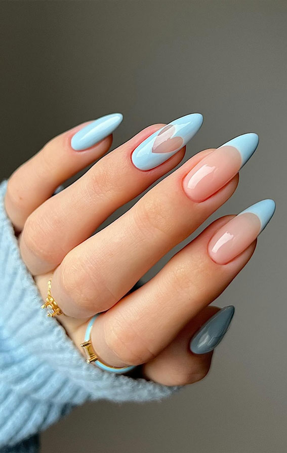 25 Gorgeous Blue Nails : Powder Blue Romance