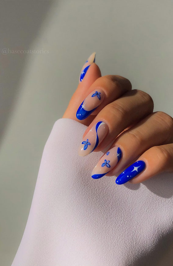 25 Gorgeous Blue Nails : Royal Blue Whimsy