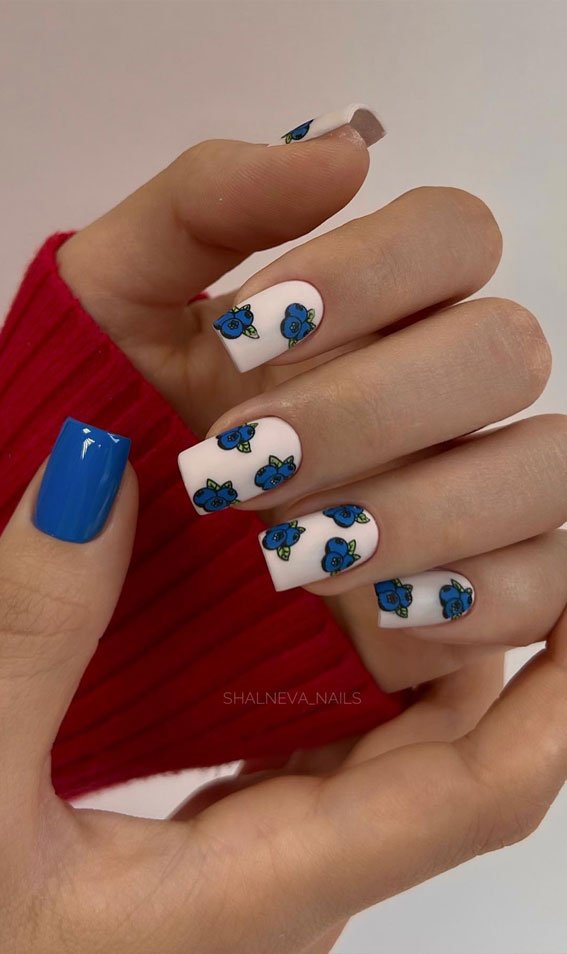Unleash Your Style with These 40 Cute Nail Ideas : Blueberry White Nails