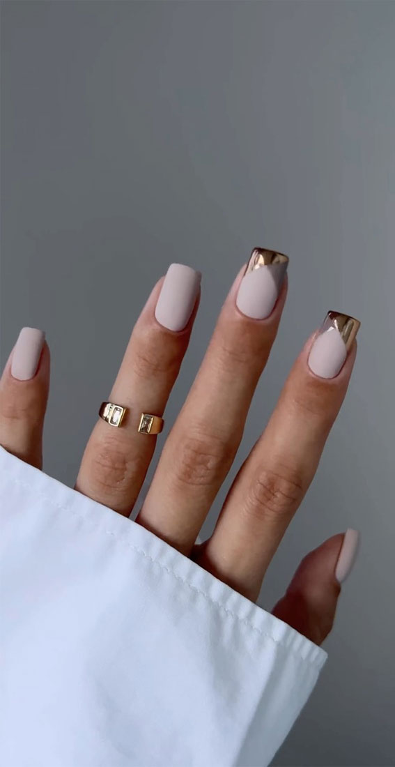 Unleash Your Style with These 40 Cute Nail Ideas : Minimal Metallic French Tips