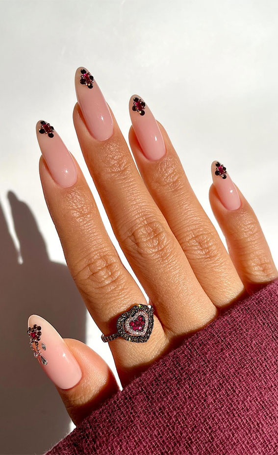 Unleash Your Style with These 40 Cute Nail Ideas : Floral Jewel Tips