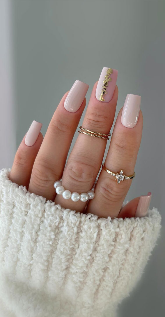 Unleash Your Style with These 40 Cute Nail Ideas : Half Gloss Half Matte Nude Nails
