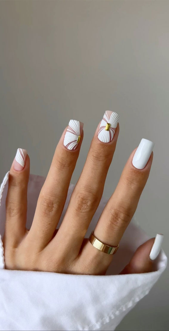 Unleash Your Style with These 40 Cute Nail Ideas : Modern White Textured Nails