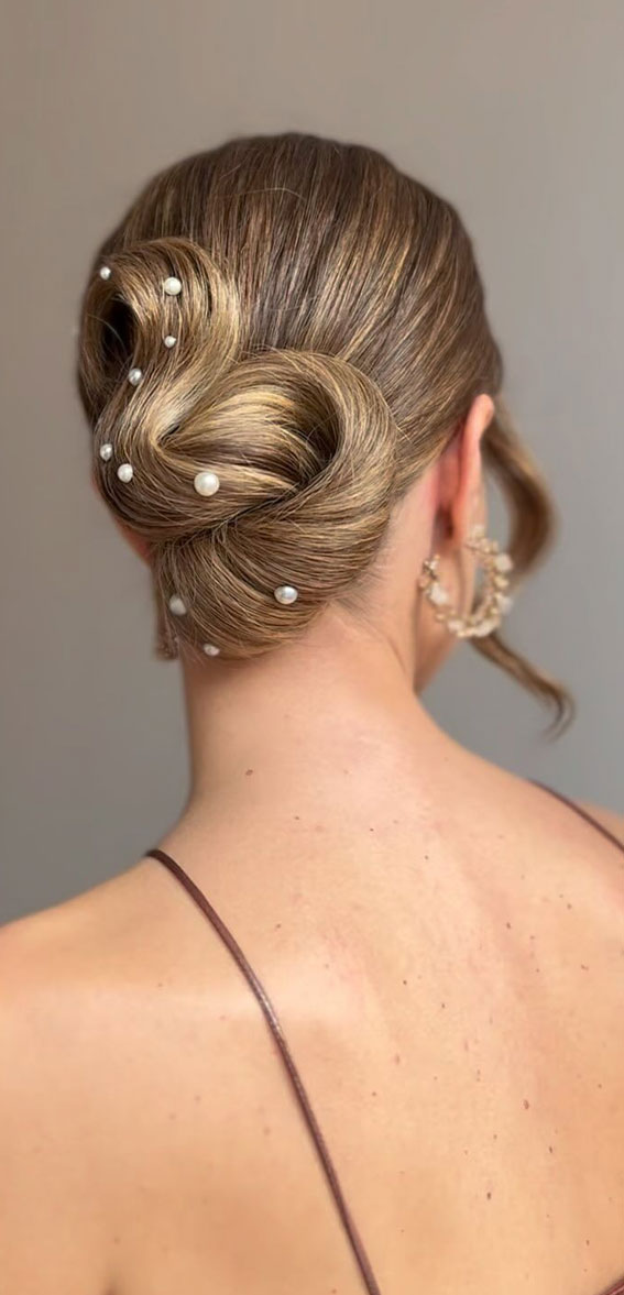 Hairdos to Steal the Spotlight on Every Special Occasion : Polish & Modern Updo with Pearls