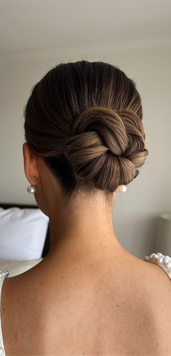 Hairdos to Steal the Spotlight on Every Special Occasion : Brunette Glam Knot Low Bun