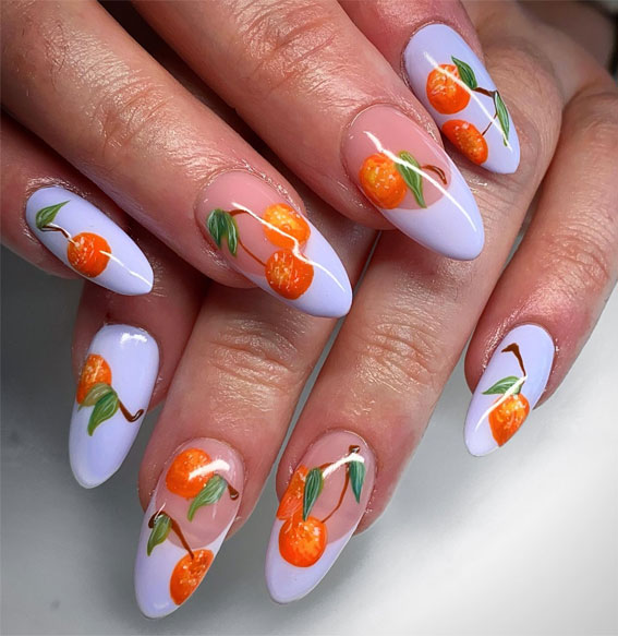 42 Cute Spring Nail Art Inspirations : Tangerine Dream Nails