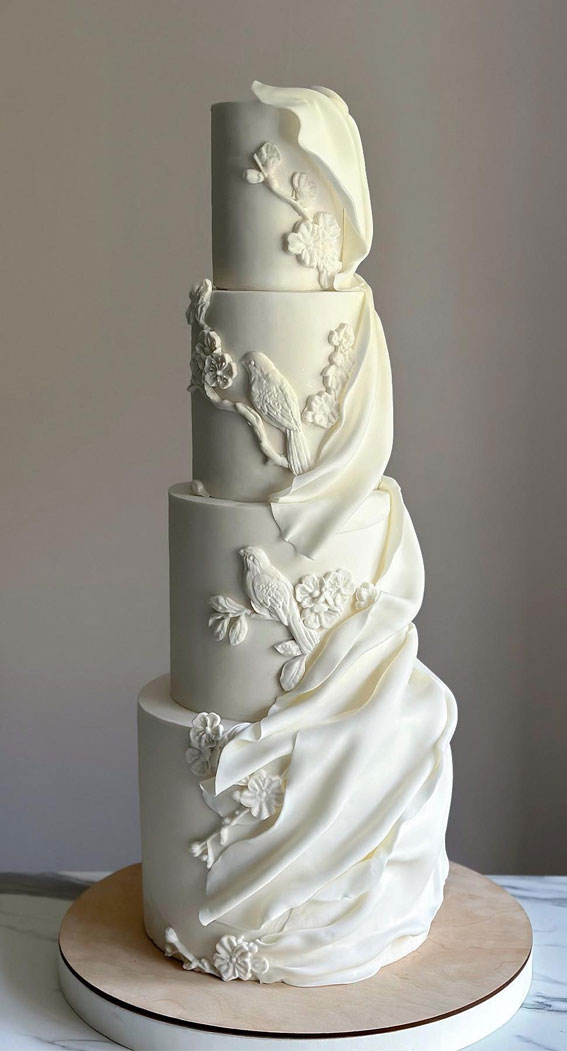 45 Inspiring Wedding Cake Designs For Your Big Day : Enchanted Garden & Draped Cake