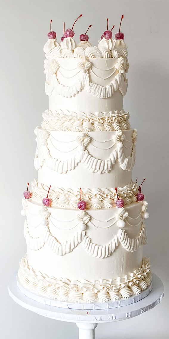 45 Inspiring Wedding Cake Designs For Your Big Day : Vintage Glamour