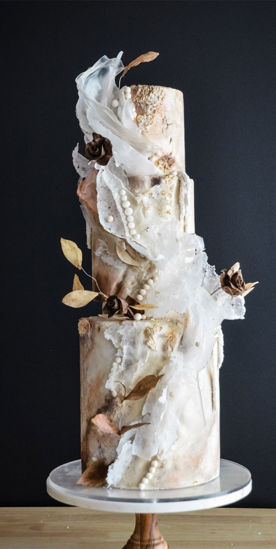 45 Inspiring Wedding Cake Designs For Your Big Day : Timeless Elegant Textured Wedding Cake