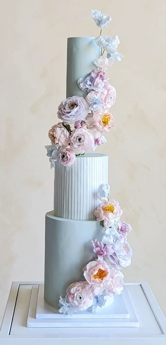 45 Inspiring Wedding Cake Designs For Your Big Day : Whimsical Baby Blue Wedding Cake