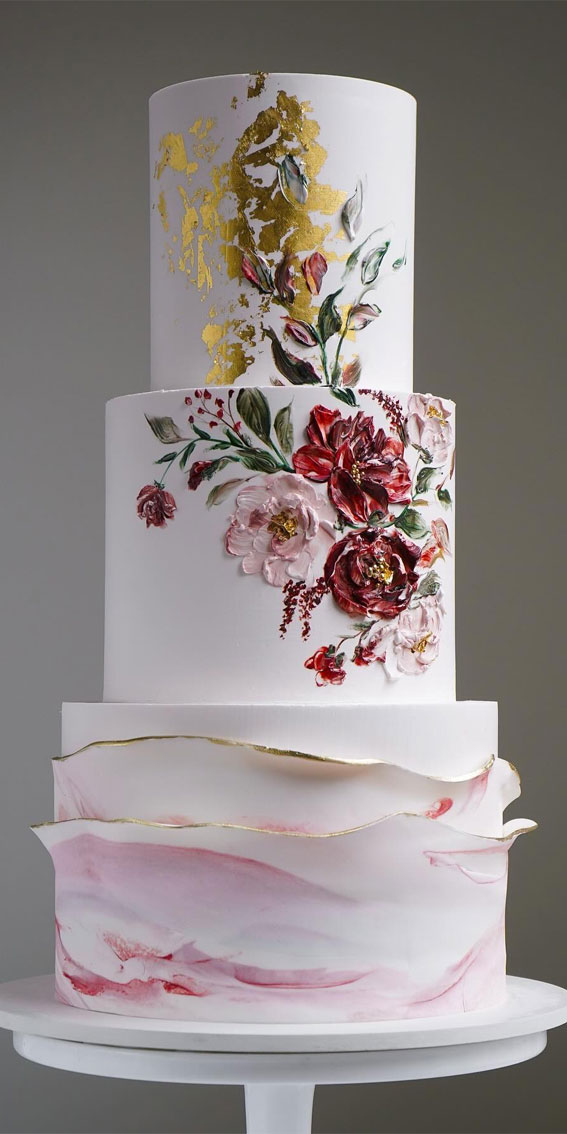 45 Inspiring Wedding Cake Designs For Your Big Day : Blushing Marble Bloom