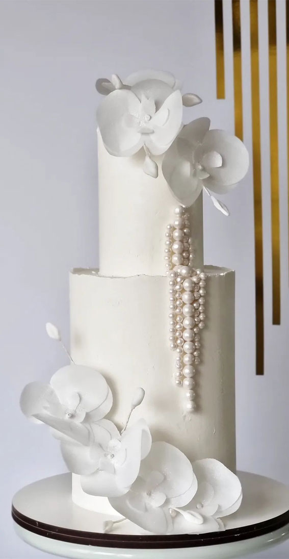 45 Inspiring Wedding Cake Designs For Your Big Day : Elegant Orchid & Pearl