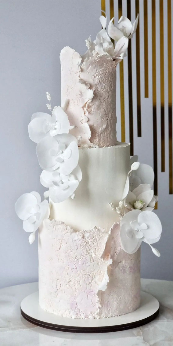 45 Inspiring Wedding Cake Designs For Your Big Day : Three-Tier Orchid Wedding Cake