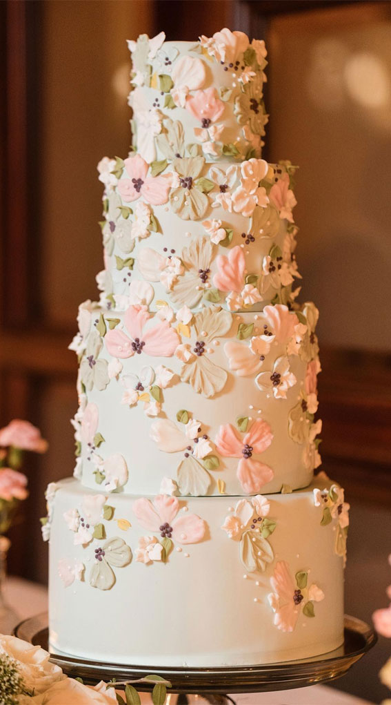 45 Inspiring Wedding Cake Designs For Your Big Day : Elegant Floral Symphony