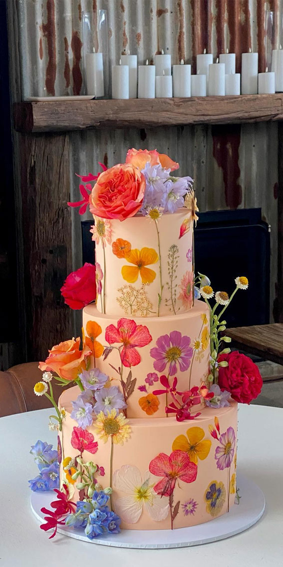 45 Inspiring Wedding Cake Designs For Your Big Day : Peach Blossom Serenity