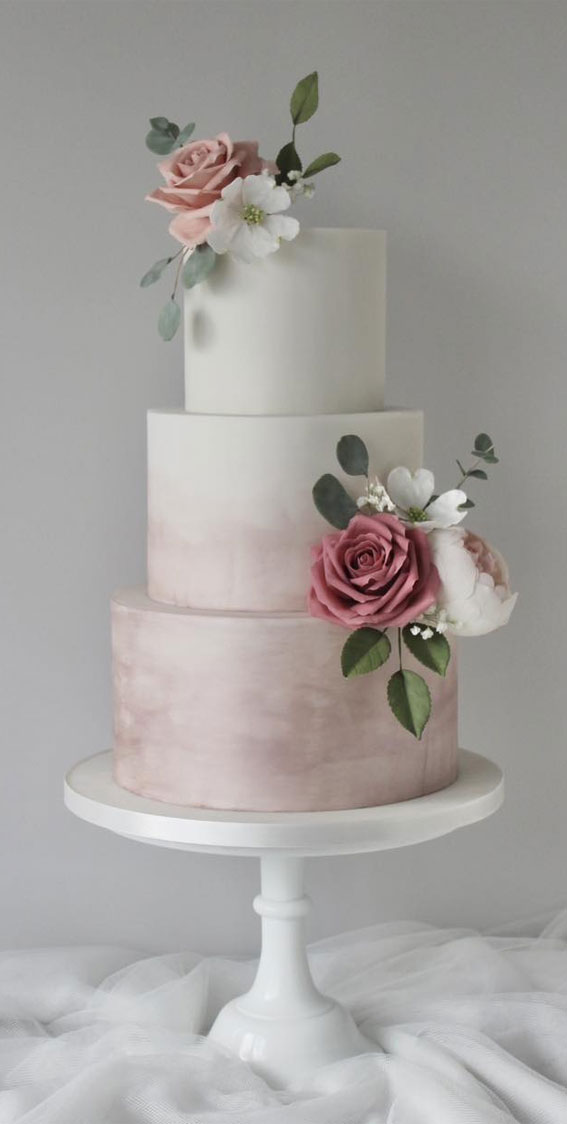 45 Inspiring Wedding Cake Designs For Your Big Day : Three-Tier Ombre Lustre Wedding Cake