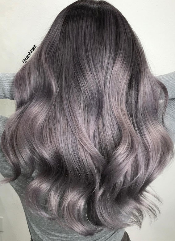 50 Fabulous Balayage Hair Colour Ideas for 2024 : Grey Lavender