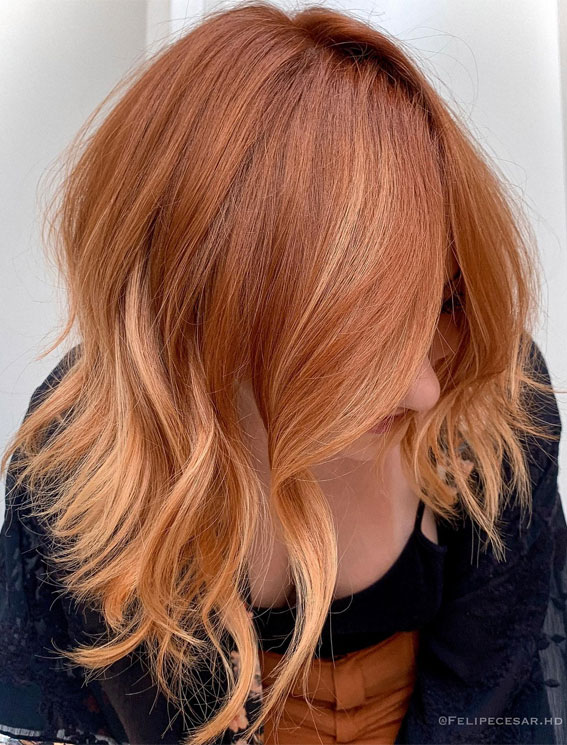 50 Fabulous Balayage Hair Colour Ideas for 2024 : Soft Peach