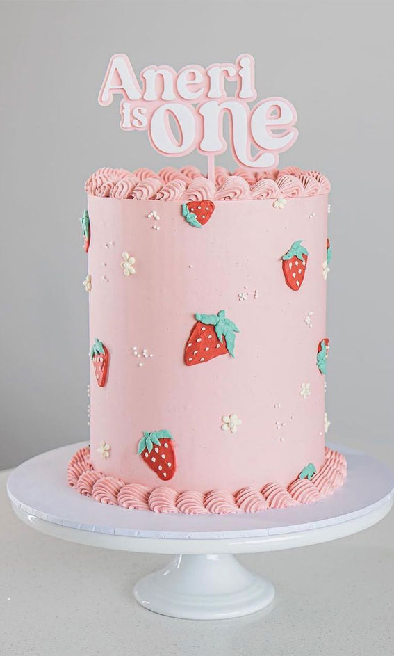 50 Birthday Cake Ideas To Delight And Impress : Sweet Pink First Birthday Cake