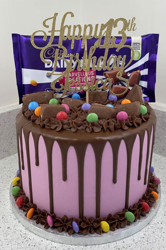 50 Birthday Cake Ideas to Delight and Impress : Purple Cadbury Drip Cake
