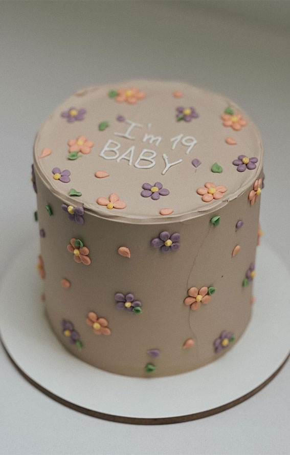 50 Birthday Cake Ideas to Delight and Impress : Lavender & Peach Floral Nude Cake