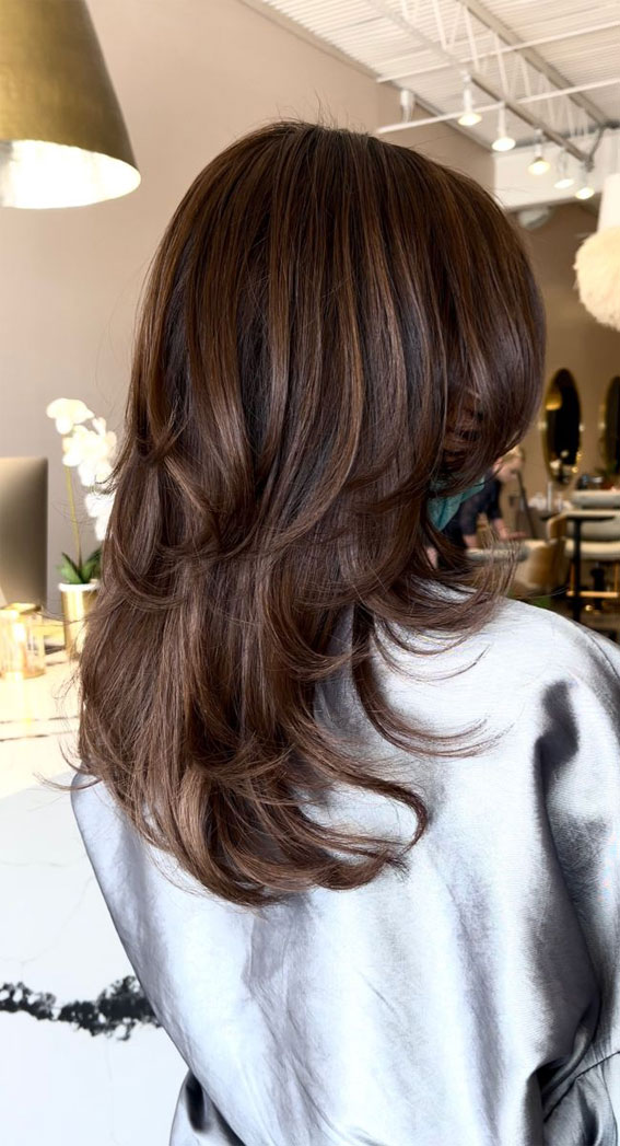 Exploring Chic Haircuts and Hair Trends : Dark Brown Soft & High Layers