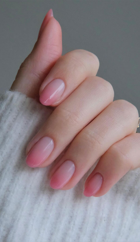 25 Sleek Simplicity Minimalist Nail Inspirations : Ombre Pink Tip Nails