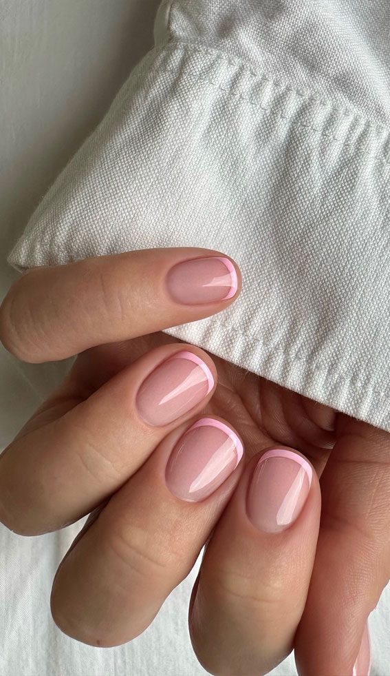 25 Sleek Simplicity Minimalist Nail Inspirations : Soft Pink French Nude Nails