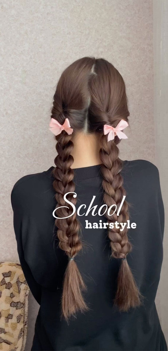 30+Adorable Hairstyles for the Latest Trends : Braids School Hairstyle