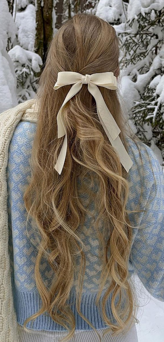 30+Adorable Hairstyles for the Latest Trends : Cute Winter Hairstyle Half Up