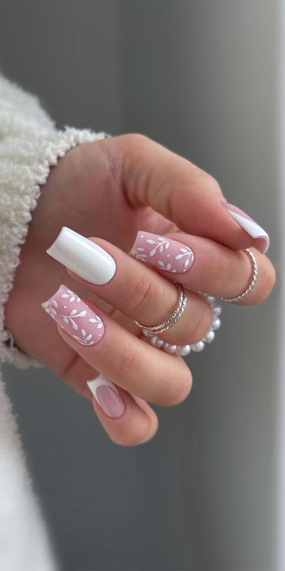 40 Spring Nail Ideas To Brighten Your Look : Leaf Serenity Nail Design