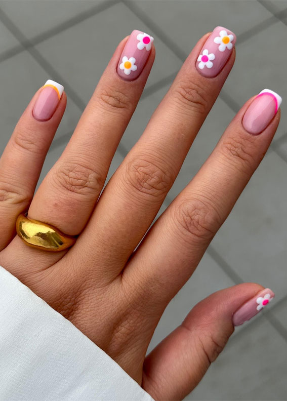 40 pring Nail Ideas To Brighten Your Look : Spring Blossom Duo Nail Design