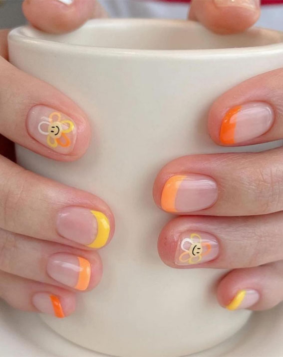 40 Spring-Inspired Nail Designs : Shades of Orange & Yellow Tips