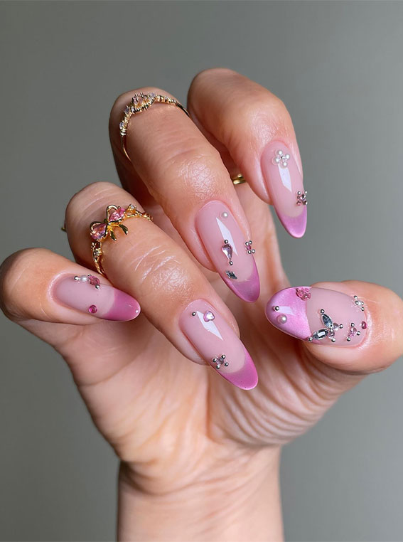 40 Spring-Inspired Nail Designs : Luxury Pink French Tip Nails