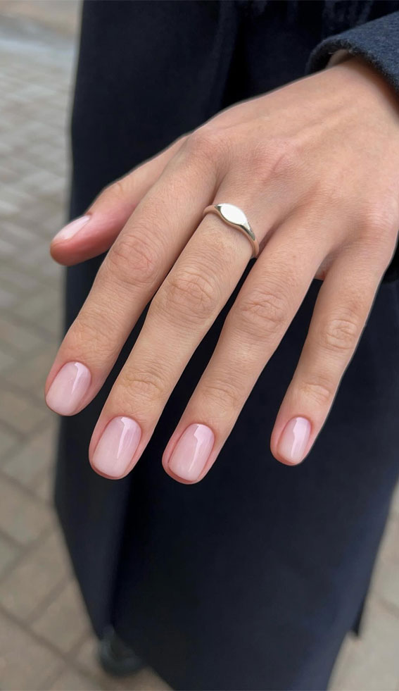 40 Spring Nail Ideas to Brighten Your Look : Minimalist Soft Pink Nails