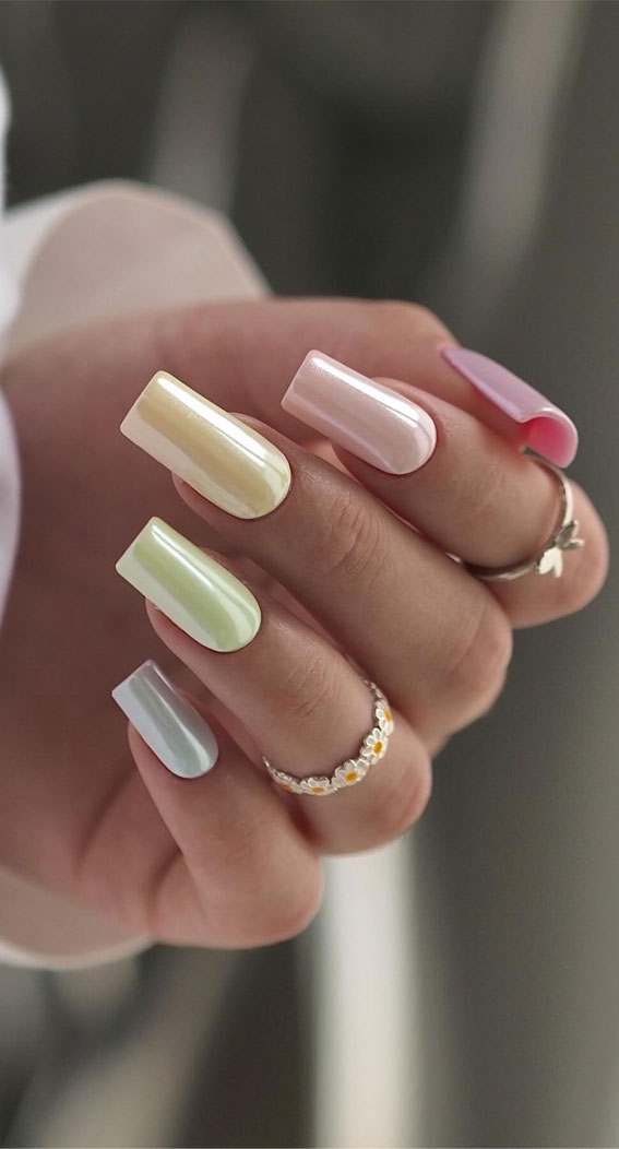 40 Spring-Inspired Nail Designs : Soft Pastel Nails