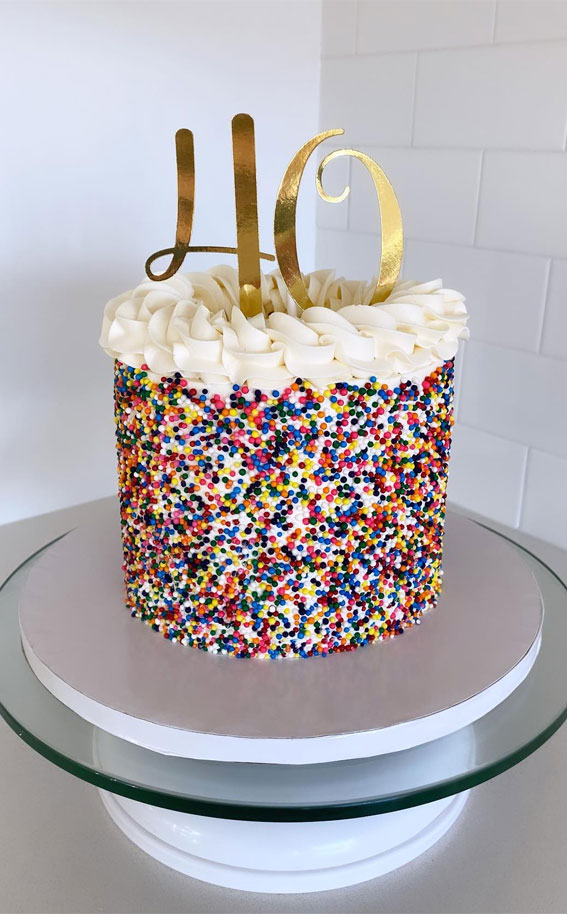 25 Sprinkle Cake Ideas to Sweeten Your Celebration : Sprinkle Cake for 40th Birthday