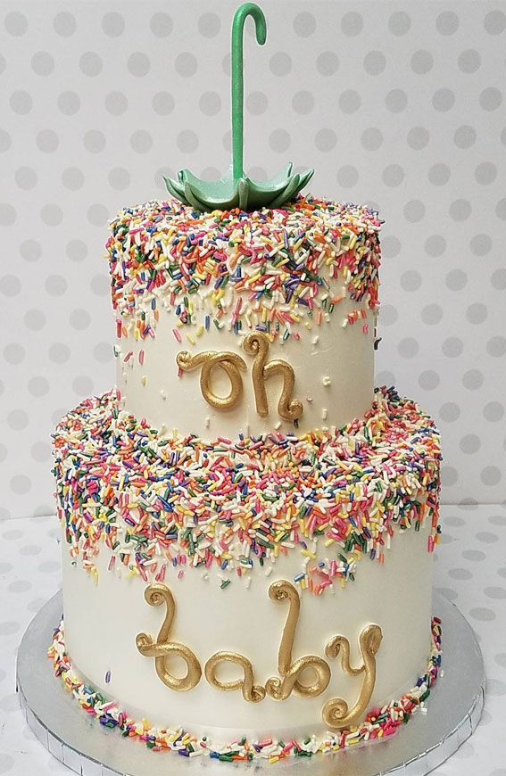 25 Sprinkle Cake Ideas to Sweeten Your Celebration : Baby Shower Sprinkle Cake