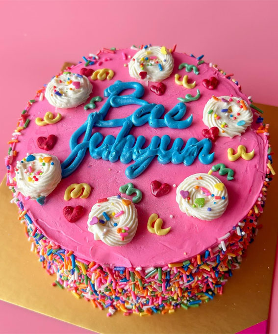 25 Sprinkle Cake Ideas to Sweeten Your Celebration : Bright Pink Sprinkle Cake