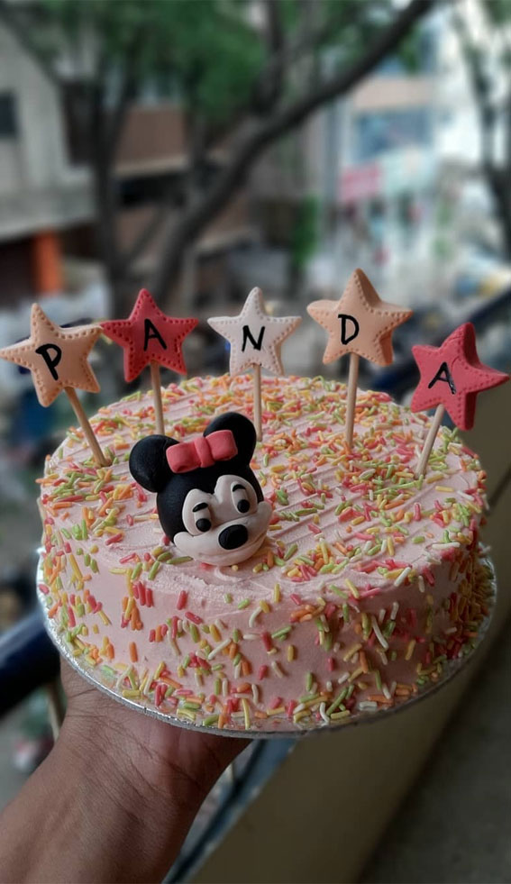 25 Sprinkle Cake Ideas to Sweeten Your Celebration : Minnie Mouse Sprinkle Cake