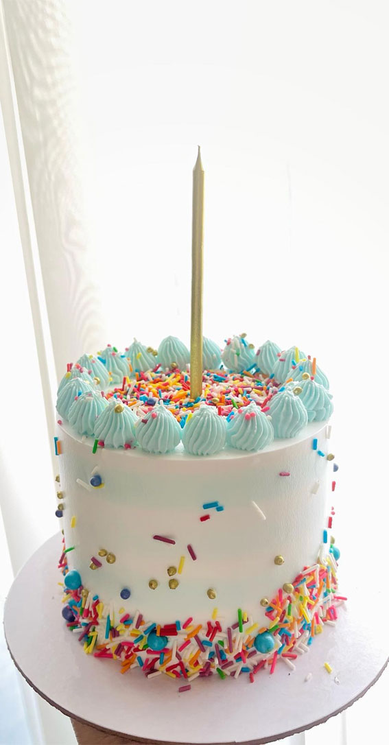 25 Sprinkle Cake Ideas to Sweeten Your Celebration : Sprinkle Blue & White Cake