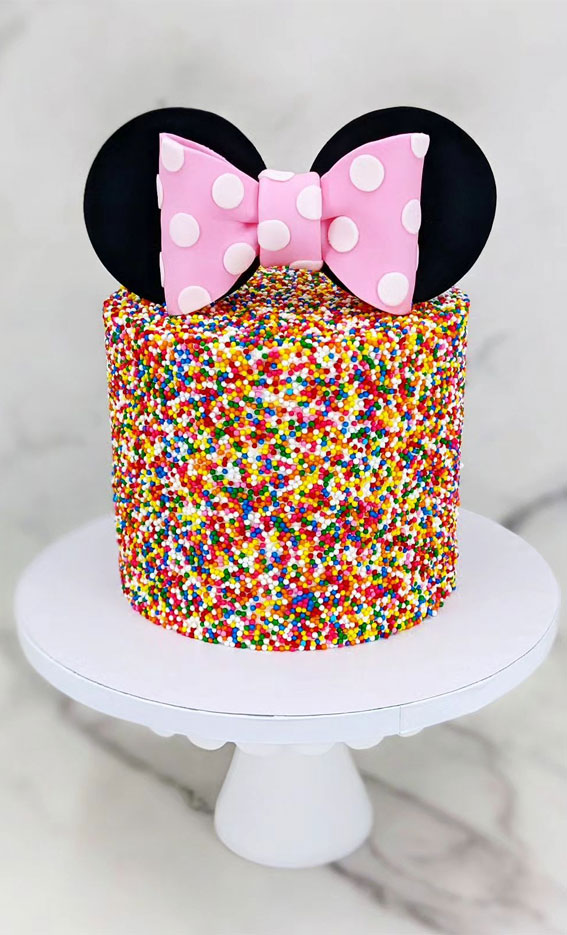 25 Sprinkle Cake Ideas to Sweeten Your Celebration : Minnie Sprinkle Cake