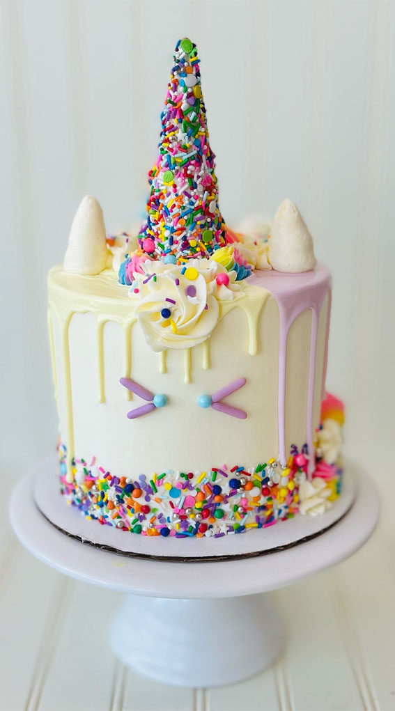 25 Sprinkle Cake Ideas to Sweeten Your Celebration : Playful Unicorn Vibe Cake