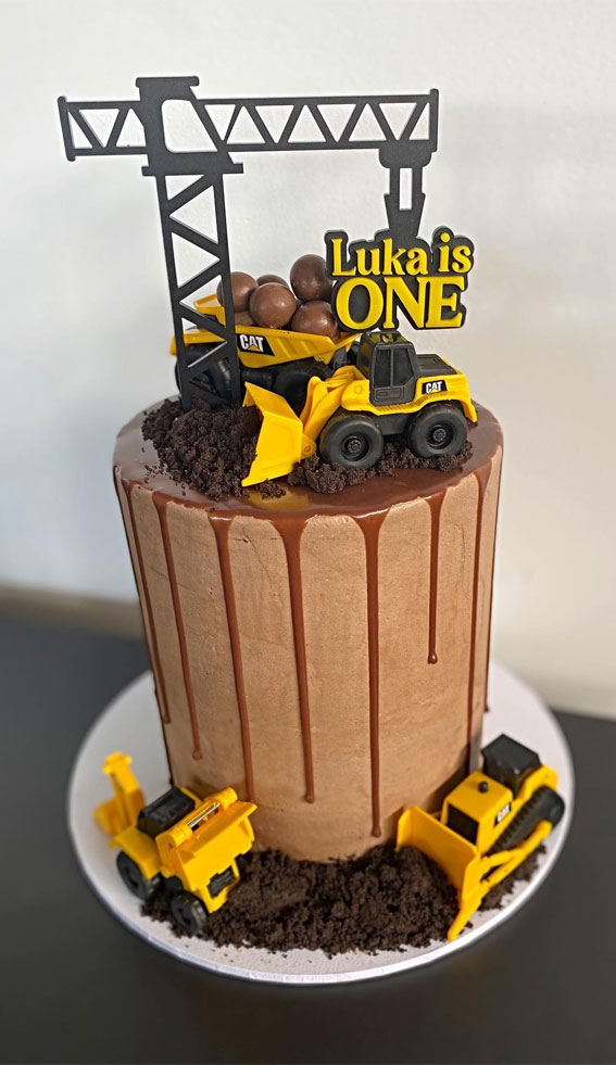25 Excavating Digger Birthday Cake Ideas : First Birthday Construction Cake