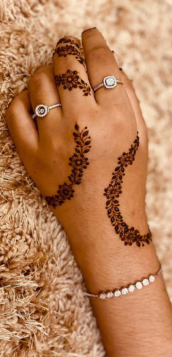 30 Timeless Henna Ideas For Stylish Expressions : Whimsical Floral Vines