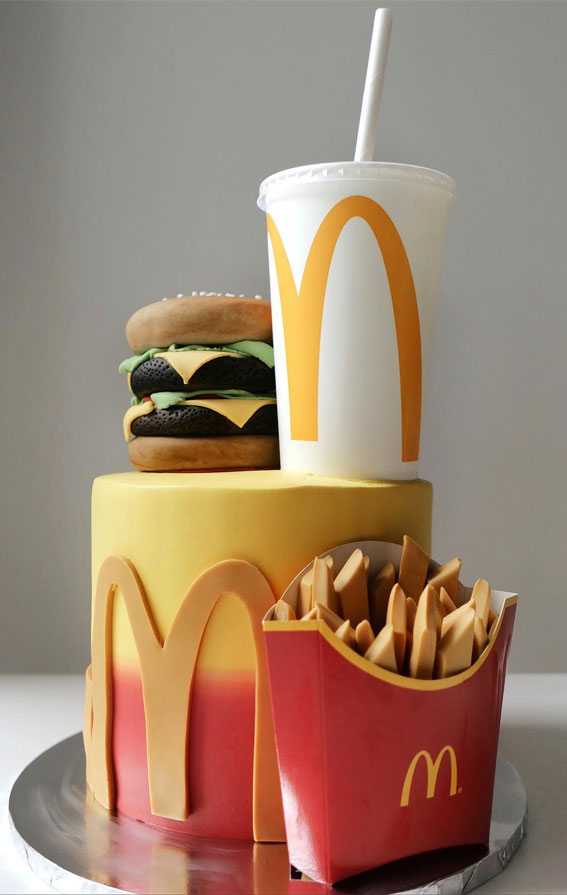 cheese burger McDonald's cake, McDonald's cake, McDonalds cake, mcdonalds cake ideas, mcdonalds cake design, McDonald's birthday cake, McDonald's themed cake, mcdonalds birthday cake