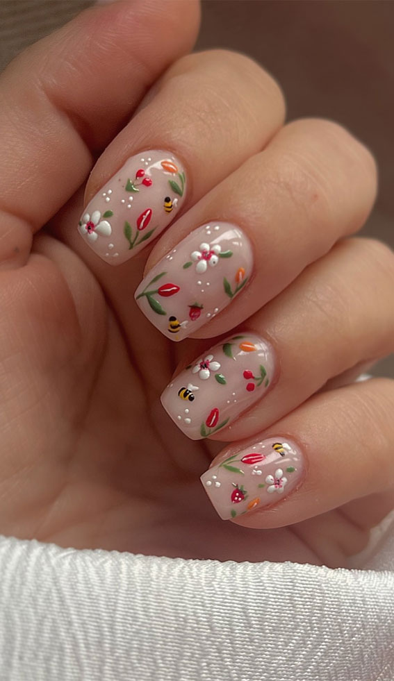 40 Cute Spring Nail Designs to Brighten Your Look : Whimsical Spring Nails