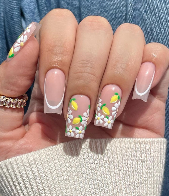 40 Cute Spring Nail Designs to Brighten Your Look : Zesty Spring Fusion
