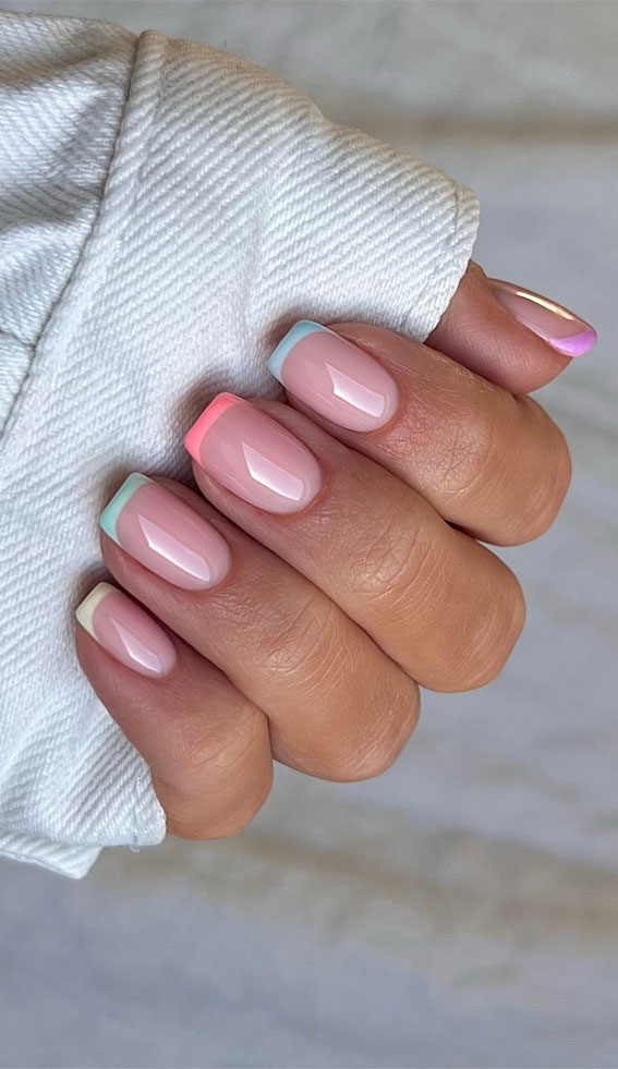 Revamp Your Nails with 17 Coloured French Tip Ideas : Pastel French Tip Nails