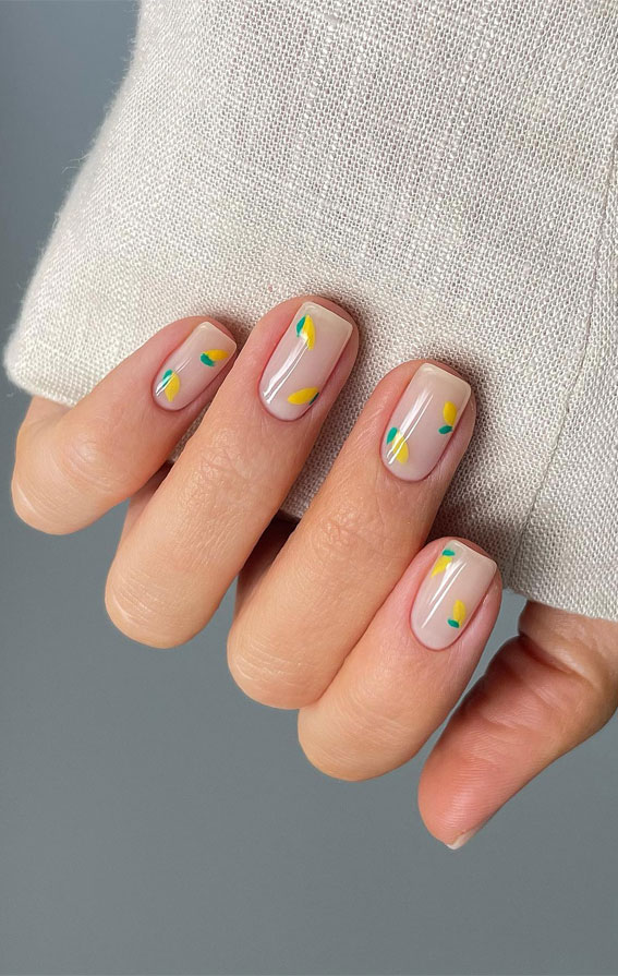 40 Cute Spring Nail Designs to Brighten Your Look : Lemon Short Nails